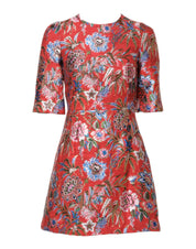 Dolce & Gabbana Red Floral Jacquard A-line Mini Dress