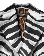 Dolce & Gabbana Black White Polyester Women Blazer Jacket