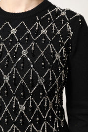 Dolce & Gabbana Black Cashmere Embellished Long Sleeves Top