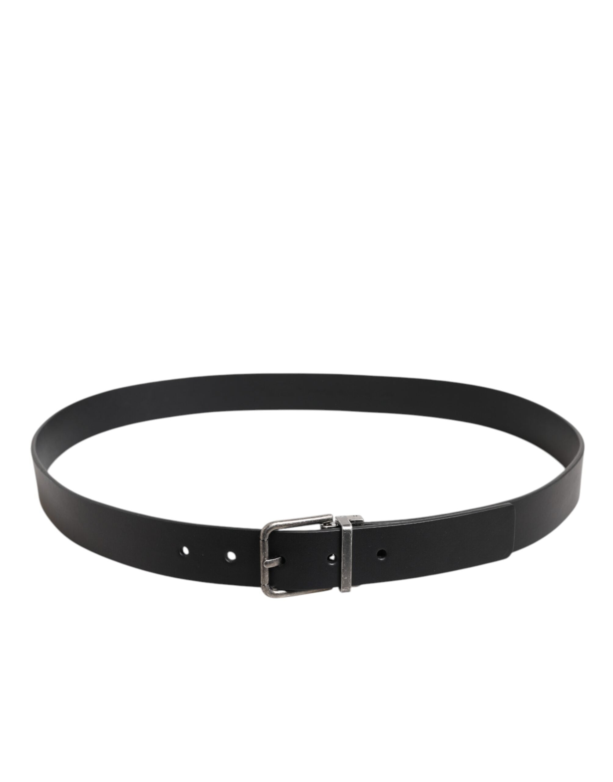 Dolce & Gabbana Black Classic Leather Metal Buckle Belt