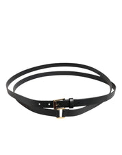 Dolce & Gabbana Black Double Strap Leather Gold Buckle Belt