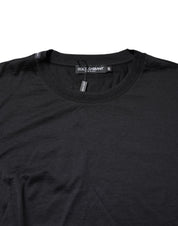 Dolce & Gabbana Dark Blue Silk Crew Neck Men Pullover Sweater