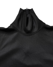Dolce & Gabbana Black Polyester Turtleneck Pullover Sweater
