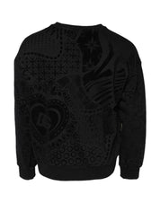 Dolce & Gabbana Black Printed Crew Neck Sweatshirt Sweater