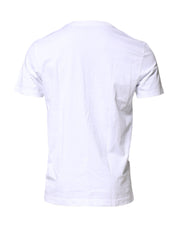 Dolce & Gabbana White Cotton Logo Patch Crew Neck T-shirt