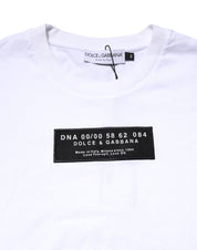 Dolce & Gabbana White Cotton Logo Patch Crew Neck T-shirt