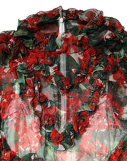 Dolce & Gabbana Multicolor Ruffle Floral Long Sleeves Dress