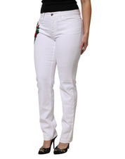 Dolce & Gabbana White Floral Sequined GIRLY Denim Jeans