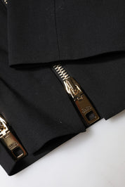 Dolce & Gabbana Black Wool High Waist Zipper Tapered Pants