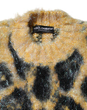 Dolce & Gabbana Multicolor Leopard Mohair Crew Neck Sweater