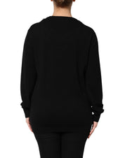Dolce & Gabbana Black Cashmere Crystal Embellished Sweater