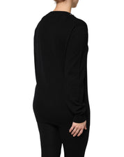 Dolce & Gabbana Black Cashmere Crystal Embellished Sweater