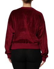 Dolce & Gabbana Red Cotton Velvet Crew Neck Pullover Sweater