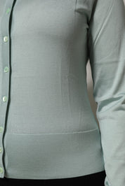 Dolce & Gabbana Light Green Silk Button Down Cardigan Sweater