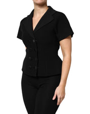 Dolce & Gabbana Black Wool Double Breasted Coat Jacket