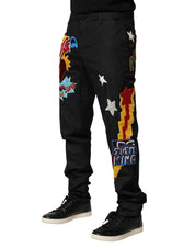 Dolce & Gabbana Black Graphic Embroidery Men Pants
