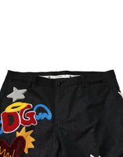 Dolce & Gabbana Black Graphic Embroidery Men Pants