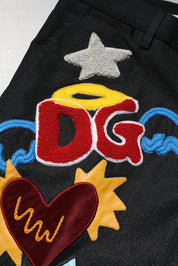 Dolce & Gabbana Black Graphic Embroidery Men Pants