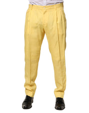Dolce & Gabbana Yellow Flax Tapered Dress Men Pants