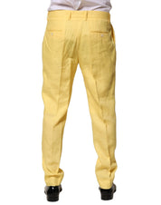 Dolce & Gabbana Yellow Flax Tapered Dress Men Pants