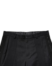 Dolce & Gabbana Black Cotton Dress Slim Formal Pants