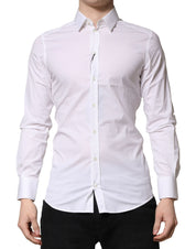 Dolce & Gabbana White GOLD Cotton Men Dress Formal Shirt