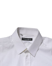Dolce & Gabbana White GOLD Cotton Men Dress Formal Shirt