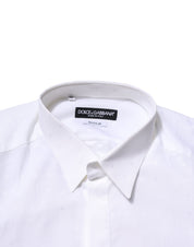 Dolce & Gabbana White Cotton GOLD Long Sleeves Formal Shirt
