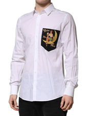 Dolce & Gabbana White MARTINI Long Sleeves Men Formal Shirt