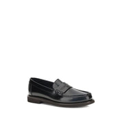 Brunello Cucinelli Black Calf Leather Bos Taurus Slip-On Loafers