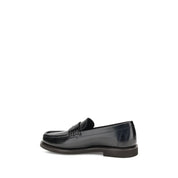 Brunello Cucinelli Black Calf Leather Bos Taurus Slip-On Loafers