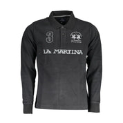 La Martina Black Cotton Men Polo Shirt