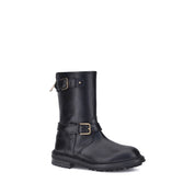 Dolce & Gabbana Black Calf Leather Bos Taurus Lace-Up Boots