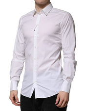 Dolce & Gabbana White Cotton GOLD Long Sleeves Formal Shirt