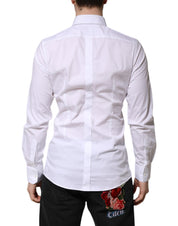 Dolce & Gabbana White Cotton GOLD Long Sleeves Formal Shirt