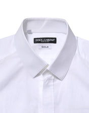 Dolce & Gabbana White GOLD Long Sleeves Dress Men Formal Shirt