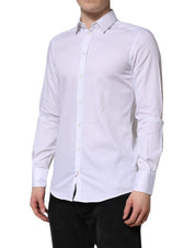 Dolce & Gabbana White Stripes Cotton Long Sleeve Formal Shirt
