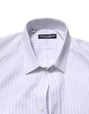 Dolce & Gabbana White Stripes Cotton Long Sleeve Formal Shirt