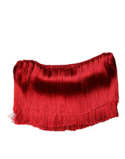Dolce & Gabbana Red Silk Strapless Fringe Crop Tube Top