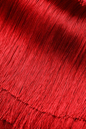 Dolce & Gabbana Red Silk Strapless Fringe Crop Tube Top