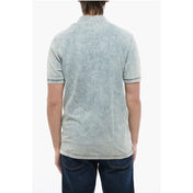 Diesel RED TAG Acid Wash Effect T-SMITH-ZIP Polo Shirt with Half Zi