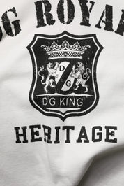 Dolce & Gabbana White Cotton DG ROYAL Print Hooded Sweater