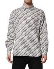 Dolce & Gabbana White Striped Long Sleeves Men Formal Shirt
