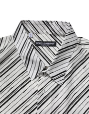 Dolce & Gabbana White Striped Long Sleeves Men Formal Shirt