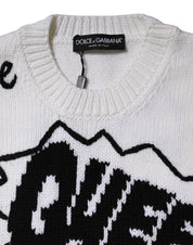Dolce & Gabbana White Wool Knit Crew Neck Pullover Sweater