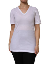 Dolce & Gabbana White Cotton Short Sleeves V-Neck Top T-shirt