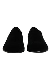 Dolce & Gabbana Black Velvet Slip On Loafers Formal Shoes