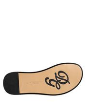 Dolce & Gabbana Black Monochrome Braided Raffia Slides Shoes