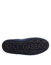 Dolce & Gabbana Dark Blue Leather Low Top Men Sneakers Shoes
