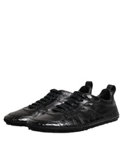 Dolce & Gabbana Black Exotic Leather Low Top Sneakers Shoes